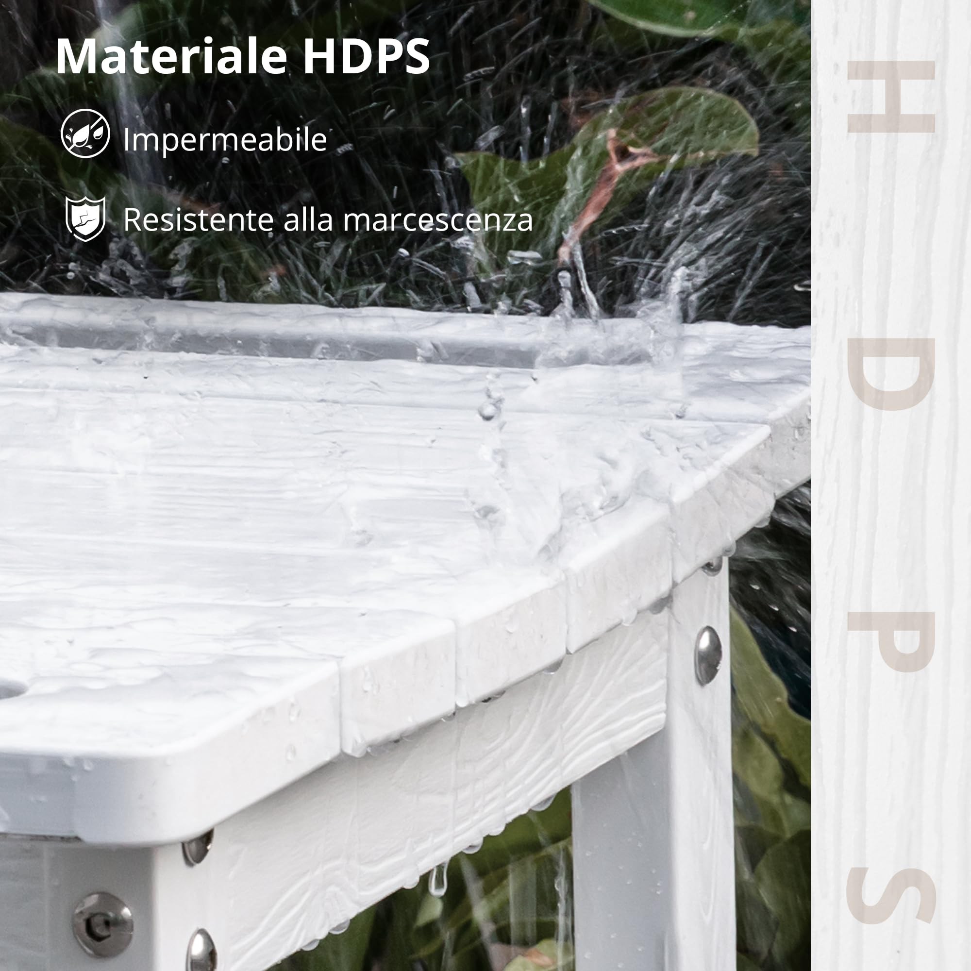 LUE BONA Sgabello da Doccia in HDPS, Sedia da Bagno Impermeabile con Ripiano, Seduta Antiscivolo per Doccia, Resistente alle Intemperie per Interni ed Esterni, Bianco
