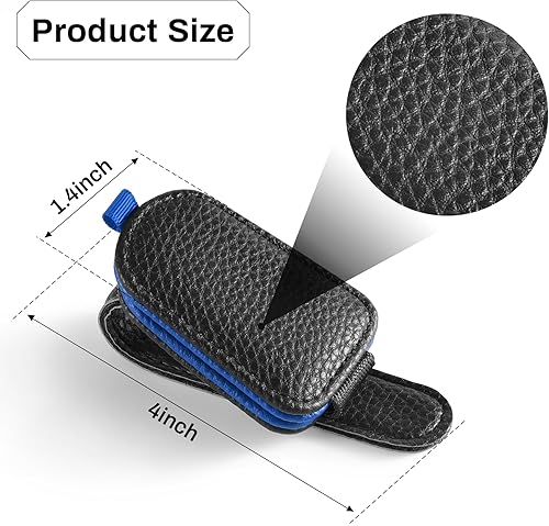 Miniatura 5 de SINGARO Soporte para lentes de sol para coche, clip magnético de hebilla de cuero para visera, clip para lentes de sol con almacenamiento para