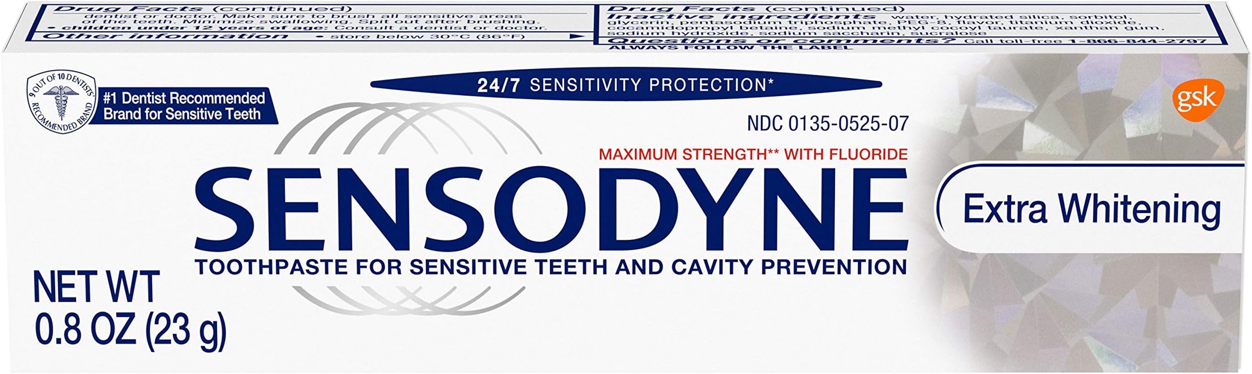 Sensodyne Toothpaste, Extra Whitening Travel Size 0.8 Oz (Pack Of 6)