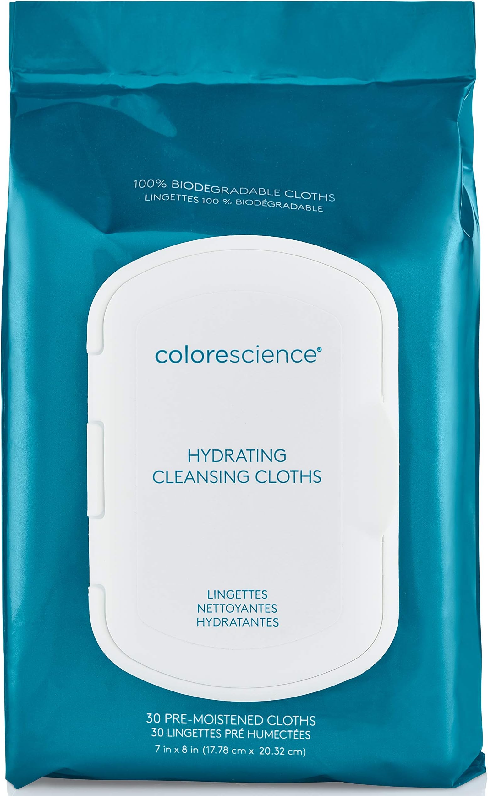 Colorescience Hydrating Cleansing Cloths, 30 Pre-Moistened Cloths, Fragrance-Free & Hypoallergenic,30 Count(Pack of 1)