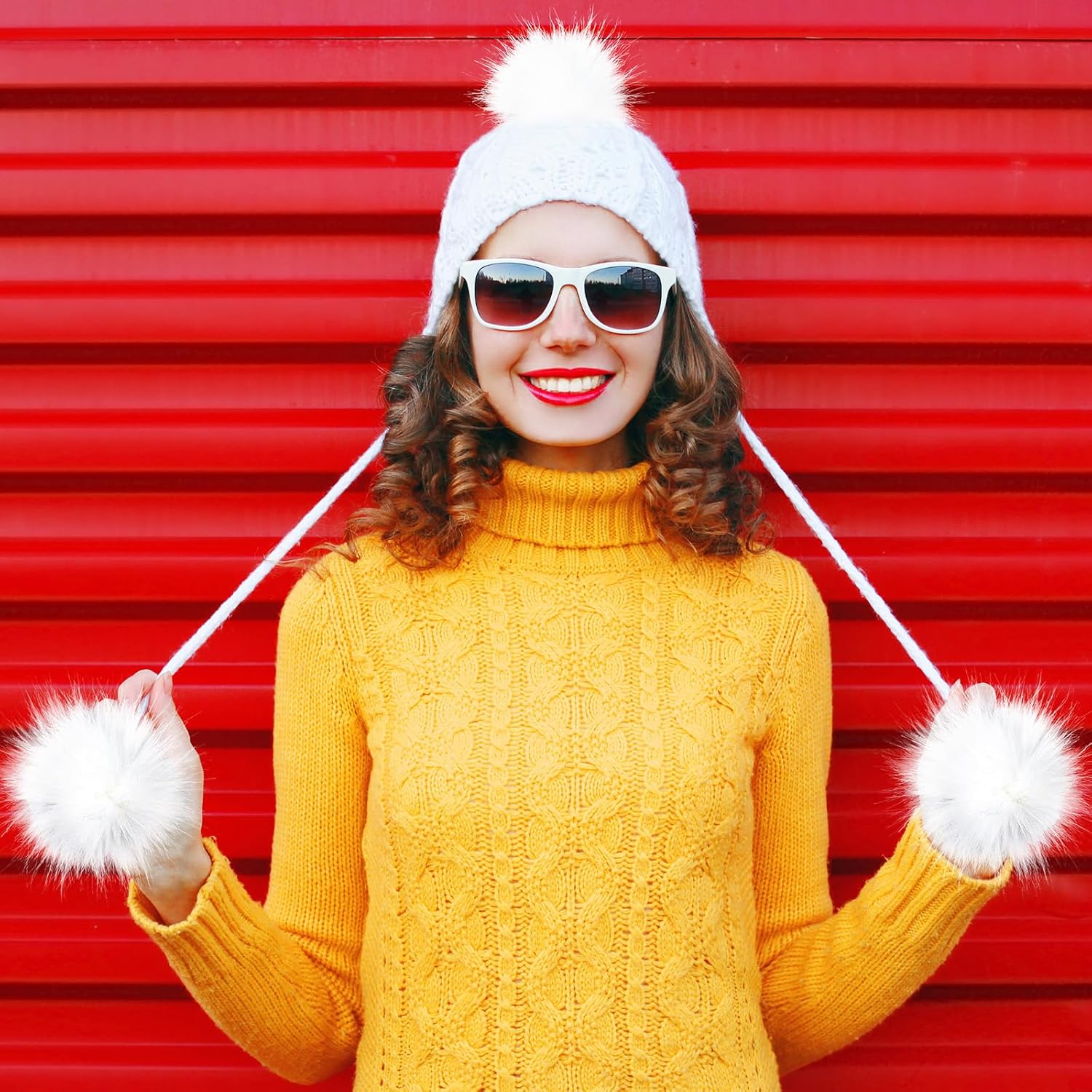 Halloscume 36 Small Faux Fur Pom Pom for Hat DIY Faux Fur Fluffy Pompom Balls, Includes 24 Pcs 2.4 in and 12 Pcs 3.9 in Pompoms for Hats Beanie Shoes Scarves Gloves Bags Accessories(Classic Color) - Image 8