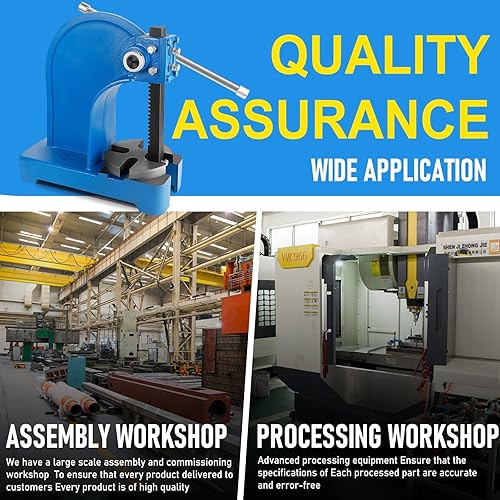 Miniatura 2 de Prensa de eje de 1 tonelada de alta resistencia, prensa de eje manual, altura máxima de 5.5 pulgadas, prensa de escritorio de hierro fundido para