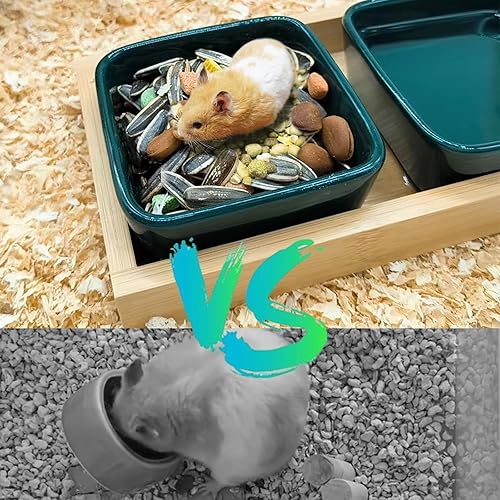 Miniatura 2 de Cuenco de comida para hámster, cuencos de agua y alimentación para hámsters, cuencos de cerámica para animales pequeños, evita que se vuelquen para