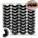 IFSOWDRA Mink Lashes Fluffy Wispy 20mm 3D Volume Full Dramatic Faux Mink D Curl Long Strip Lashes Pack 25 mm Big Cat Eye False Eyelashes