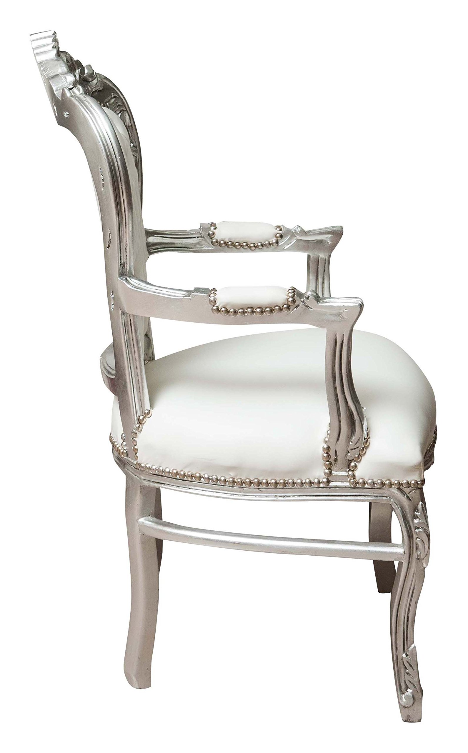 BISCOTTINI Fauteuil Louis XIV En Bois De Hêtre - Fauteuil Baroque Avec Finition Blanc Antique Pour Chambre Salon Entree 102x64 Cm 82978221