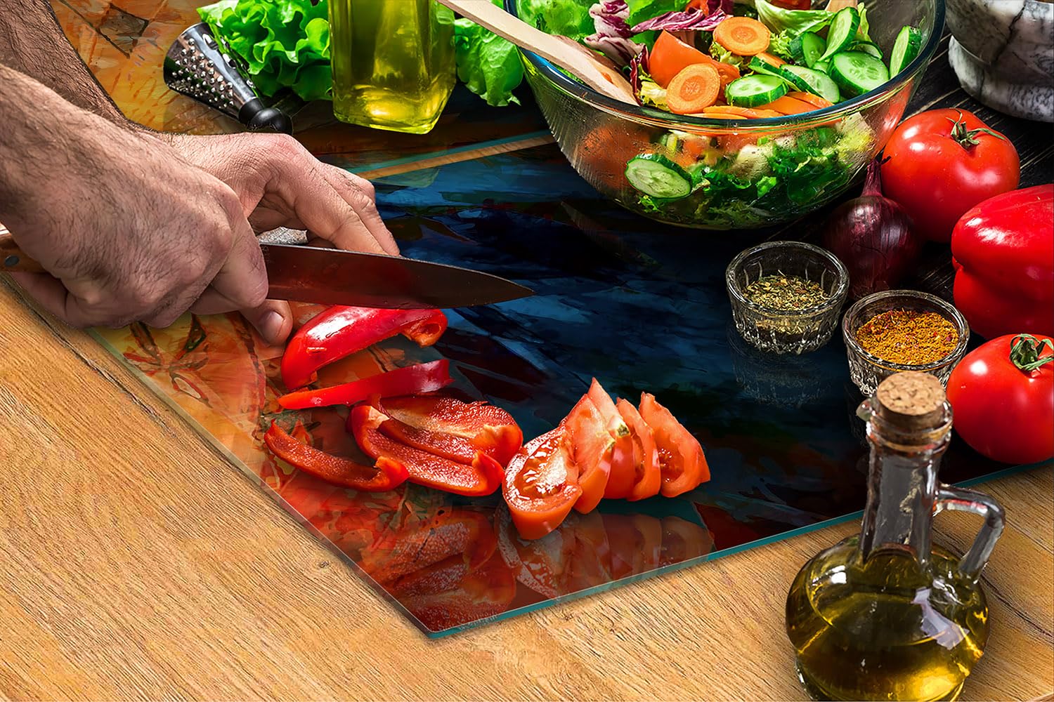 Piastra Copri Piano Cottura In Vetro Temperato 40x52 Cm - Antischizzi, Tagliere Decorativo A Cuore, Per Cucina