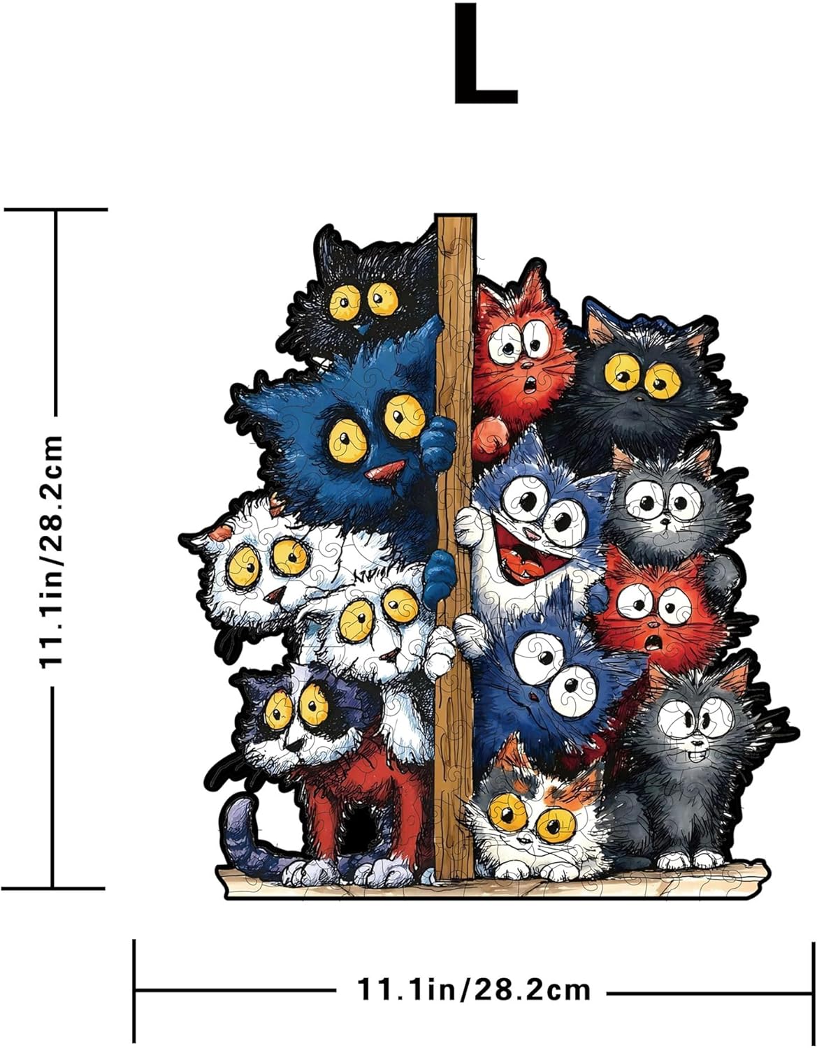 Wooden Puzzle for Adults, Colorful Cat Irregular Animal Jigsaw Puzzle, Brain Teaser Stress Relief Decompression Puzzles, Holiday&Housewarming Gift