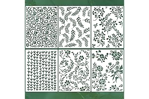 Flourish Vine Stencil for Painting - 6 Large Flower Leaves
