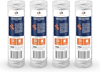 Aquaboon 1 Micron 10" x 2.5" String Wound Sediment Water Filter Cartridge | Universal Replacement for Any 10 inch RO Unit | Compatible with WFPFC4002, CW-F, PFC4002, 4-Pack