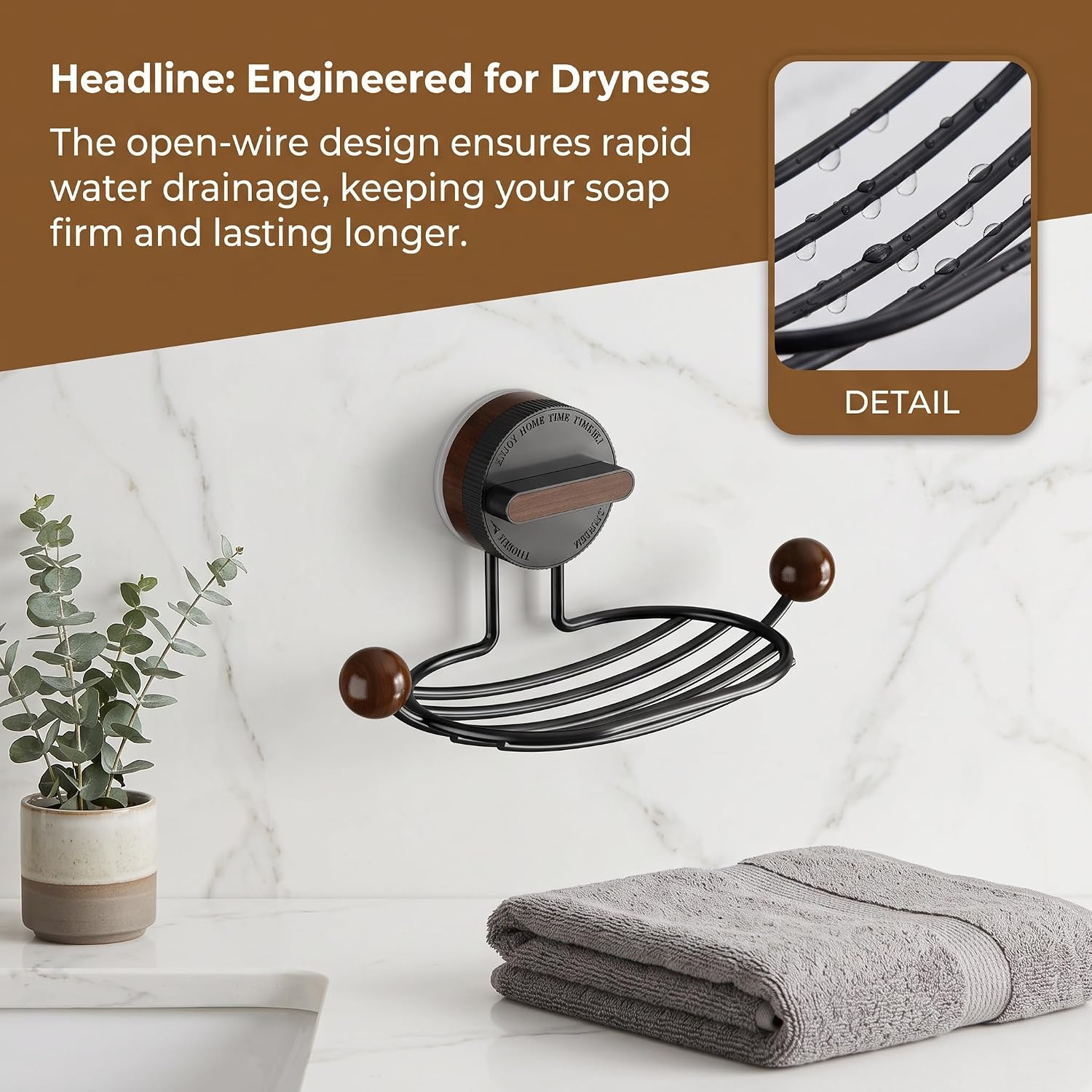 Oval Wire Soap Holder with Drainage Hooks for Bathroom Shower image 4