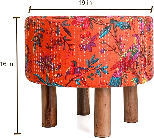 Miniatura 2 de Desi Favors Blue Kantha Bench  Banco de madera de El Cairo indio  Mueble acolchado Kantha hecho a mano para el hogar, sala de estar, mesa de