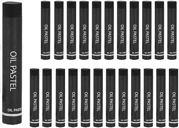 Soft Oil Pastels, 24 Pcs Vibrant Creamy Black Pastels Stick Crayons Replenish Art Supplies for Blending Painting Drawing Graffiti