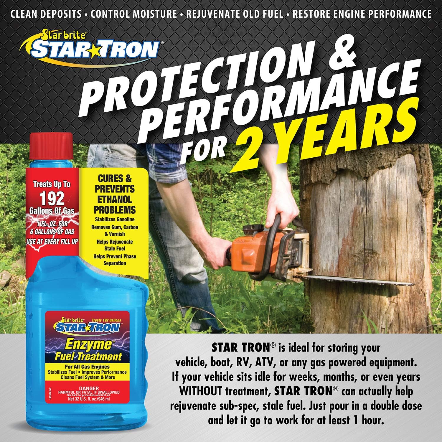 Star Tron Enzyme Fuel Treatment - Gas Formula 8 oz - Treats 48 Gallons : Automotive