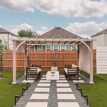 SummerCove Delrey 12 x 14 ft. Outdoor Patio White Steel Frame Pergola with Adjustable Canopy for Backyard and Garden Shade, Light Gray