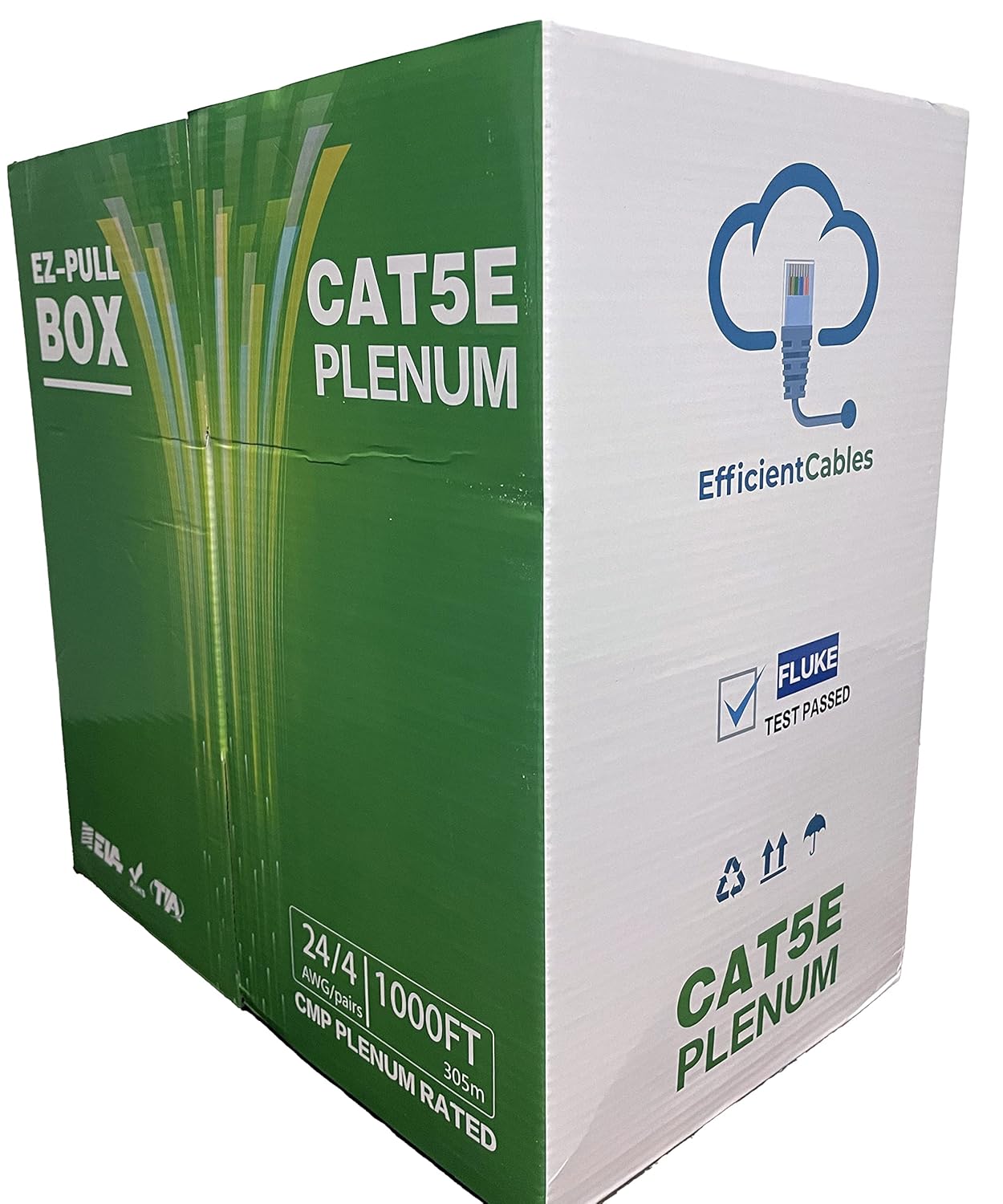 Cat5e Plenum CMP 1000FT Bulk LAN Network Cable 350MHz, 24AWG UTP Blue