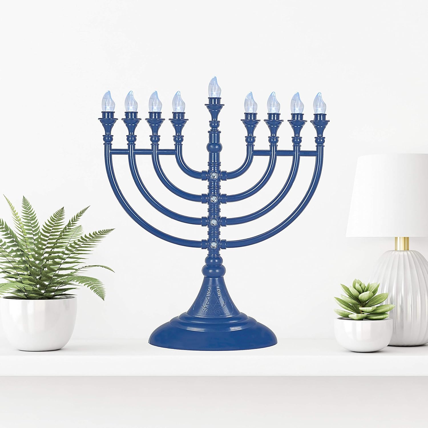 Traditional Hanukkah LED Bulb Electric Menorah - Battery or USB Powered Chanukiah - 4' Micro USB Cable Included - Chanukah Decorations by Aviv Judaica : Home & Kitchen