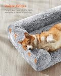 Feandrea FluffyHug Dog Bed, Medium Pet Bed for Miniature and Small Dogs, Egg Crate Foam Dog Sofa Bed with Removable Washable Cover, 30 x 23 x 9 Inches, Gray Ombré UPGW231G01