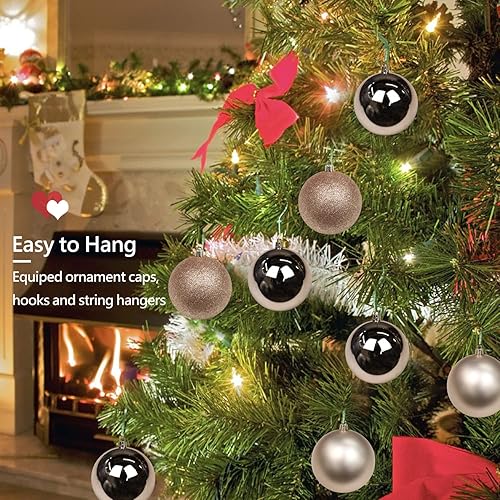 Miniatura 7 de Esferas de Navidad grandes de 3.94 pulgadas, inastillables, adornos de Navidad color champán, 6 unidades, bolas grandes de adornos de Navidad para