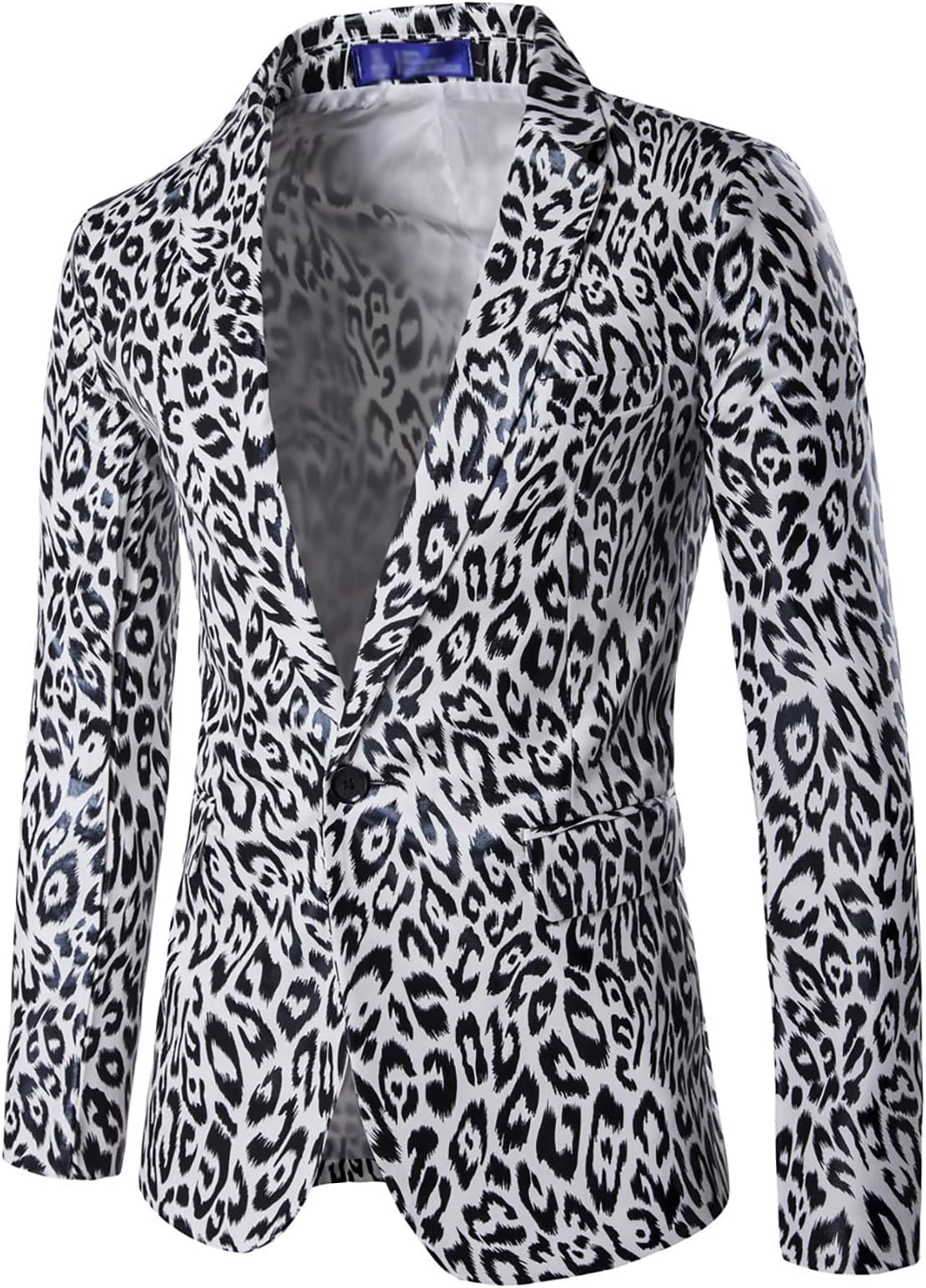 HHMacro Men’s Casual Formal Leather Jackets Stand Collar Bomber Black Office Work Wedding Dress Suit Jacket,White-XL