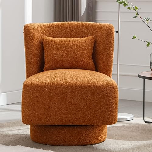 Miniatura 3 de Silla giratoria de barril  Silla redonda giratoria de tela de peluche de 360 grados con almohada  Sofá cuadrado giratorio Boucle individual para