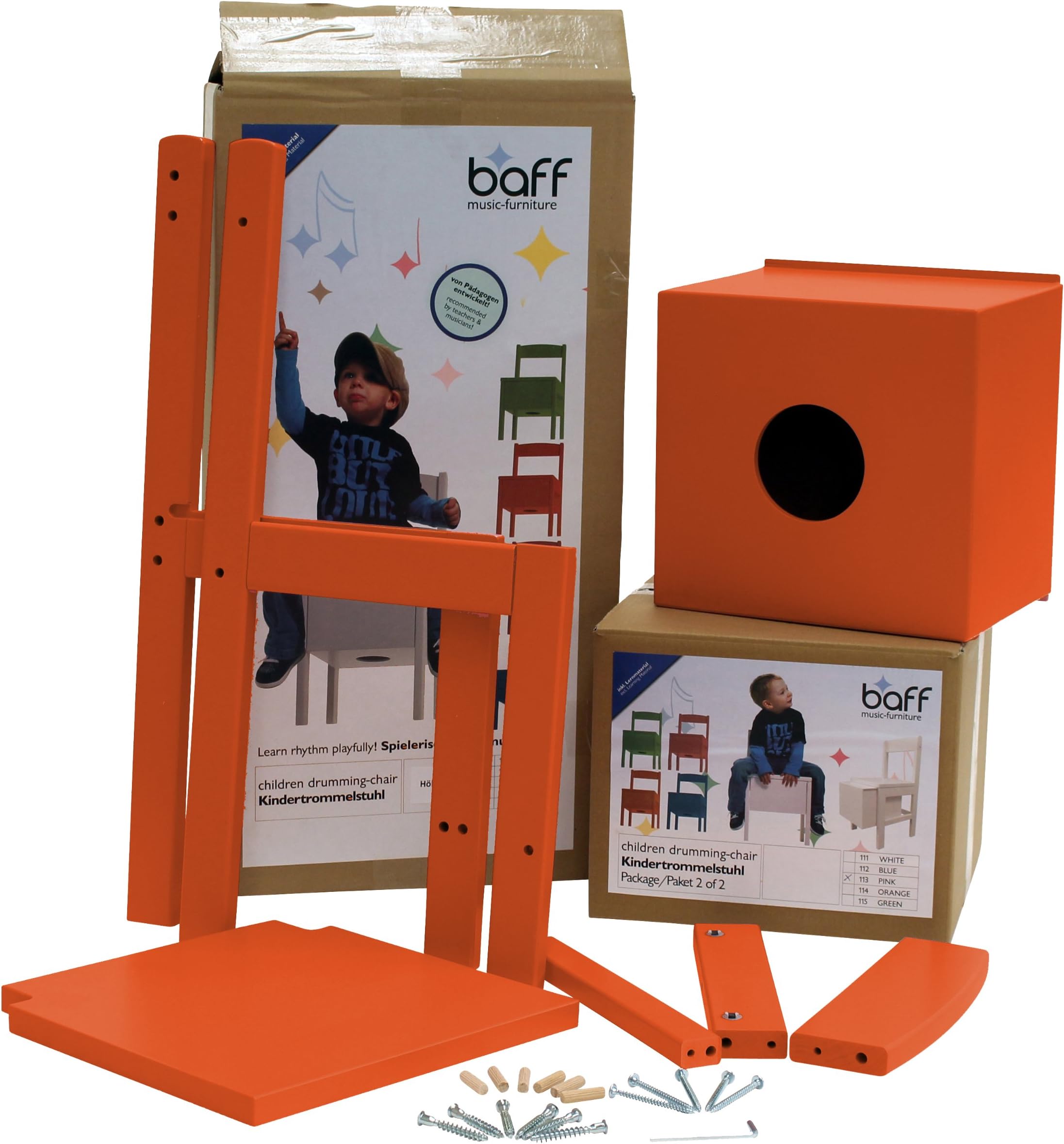 Baff Childrens Cajon Drum Chair 30Cm (Orange)