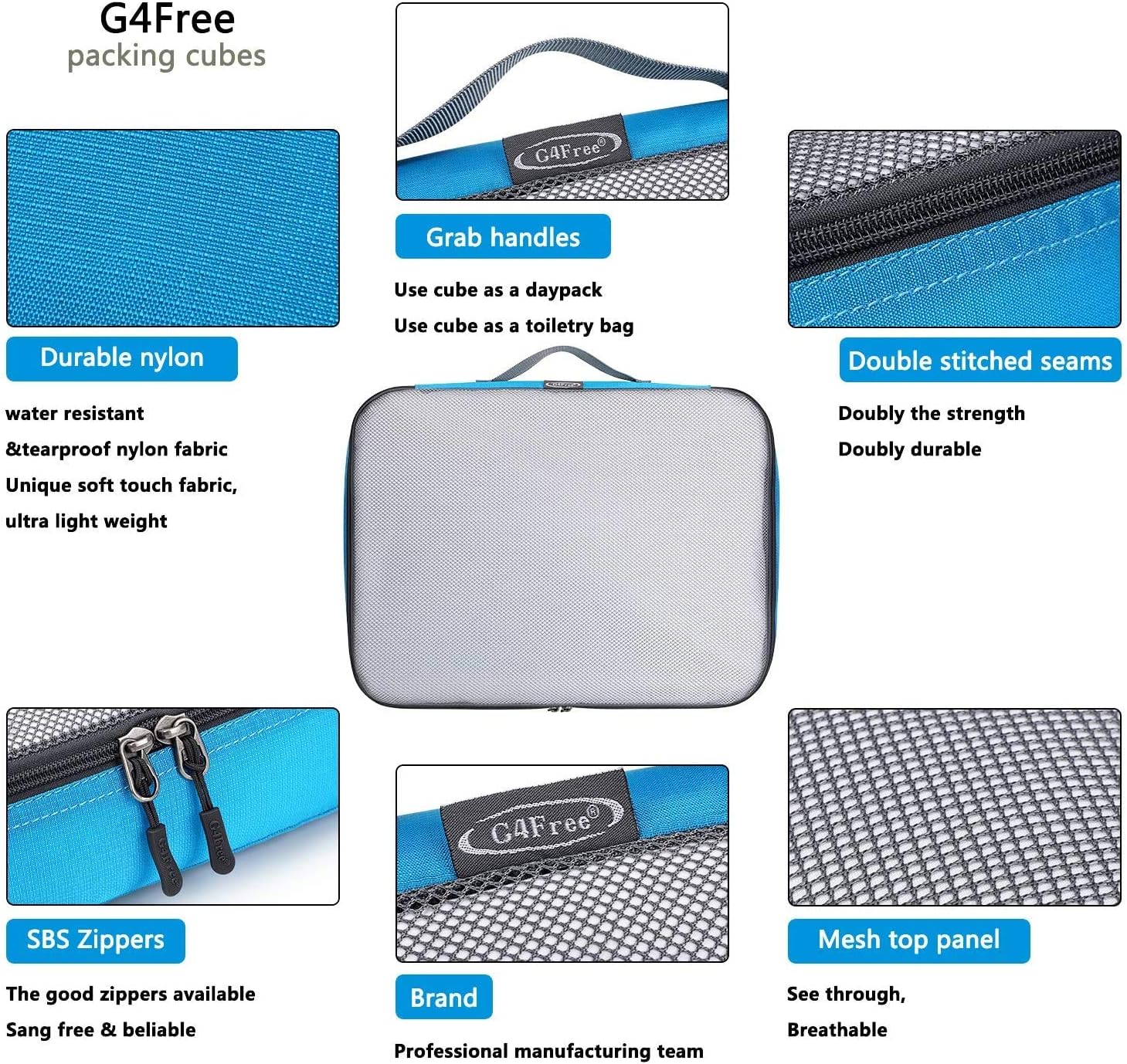G4Free 4pcs/6pcs/7pcs Packing Cubes Suitcase Organiser Packing Bags Luggage Organiser Value Set for Travel Home Storage ((1S+2M+2L+1XL)-6PC-mesh - Image 5