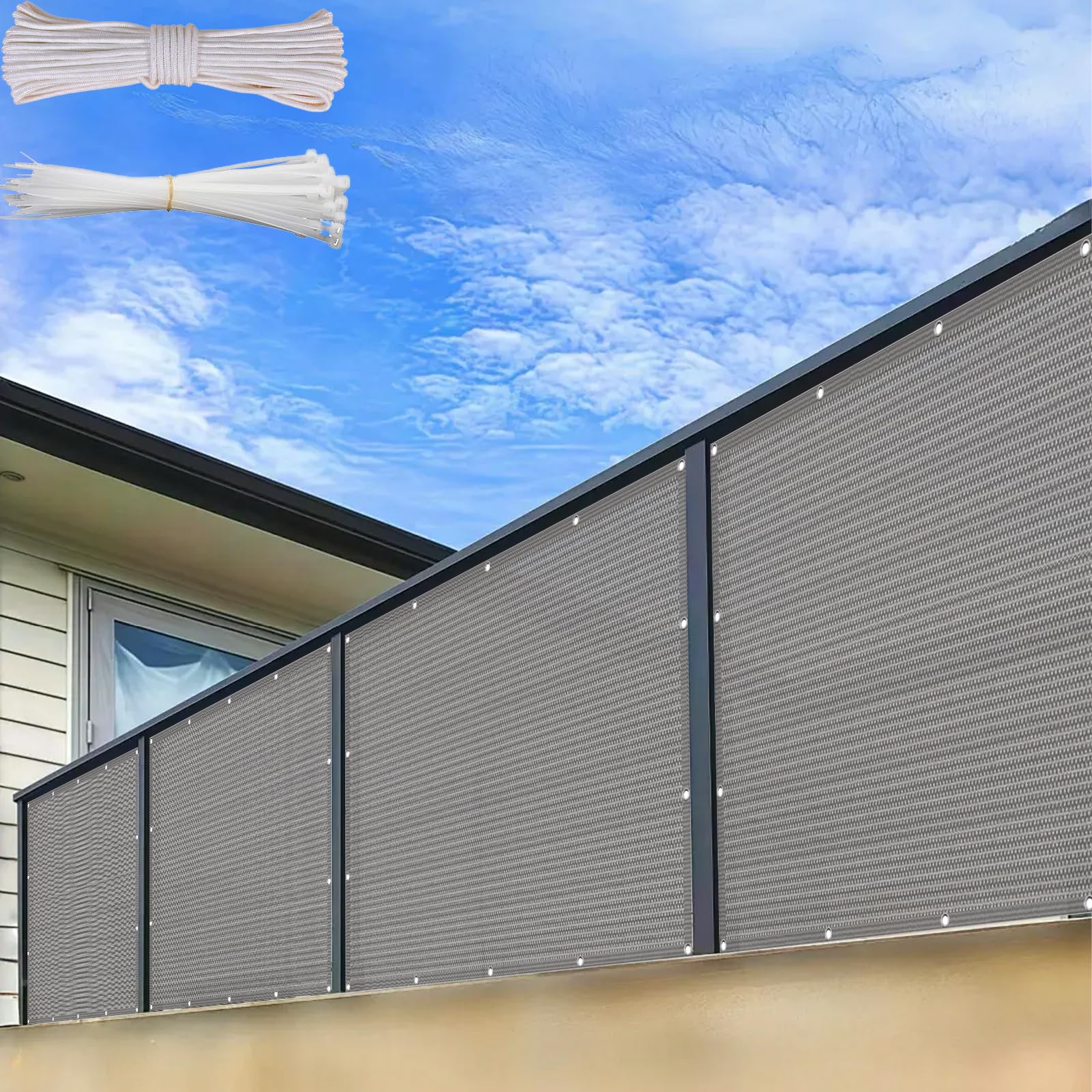 Parawan Balkonowy 120 x 500 cm Z HDPE 220G M², Odporna Na Rozdarcia, Ochrona Przed Promieniowaniem Uv, Osłony Dzielące I Ochronne Na Balkony, Szary
