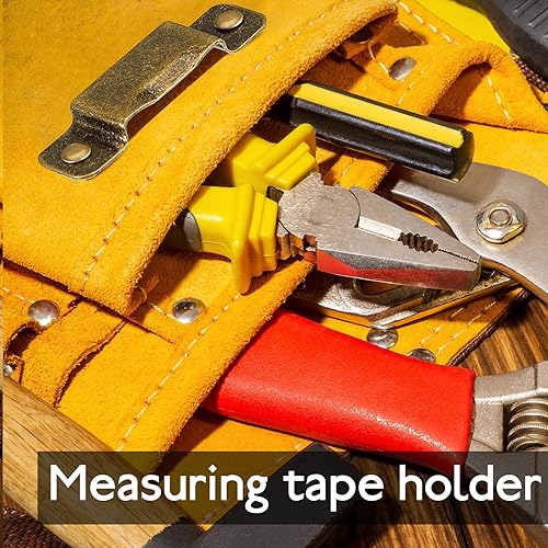 Miniatura 5 de Small Metal Tape Measure Holder Clip Measuring Tape Belt Holder Occidental Measure Holster with Rivets for Drill Leather Pocket Tool, Bronze