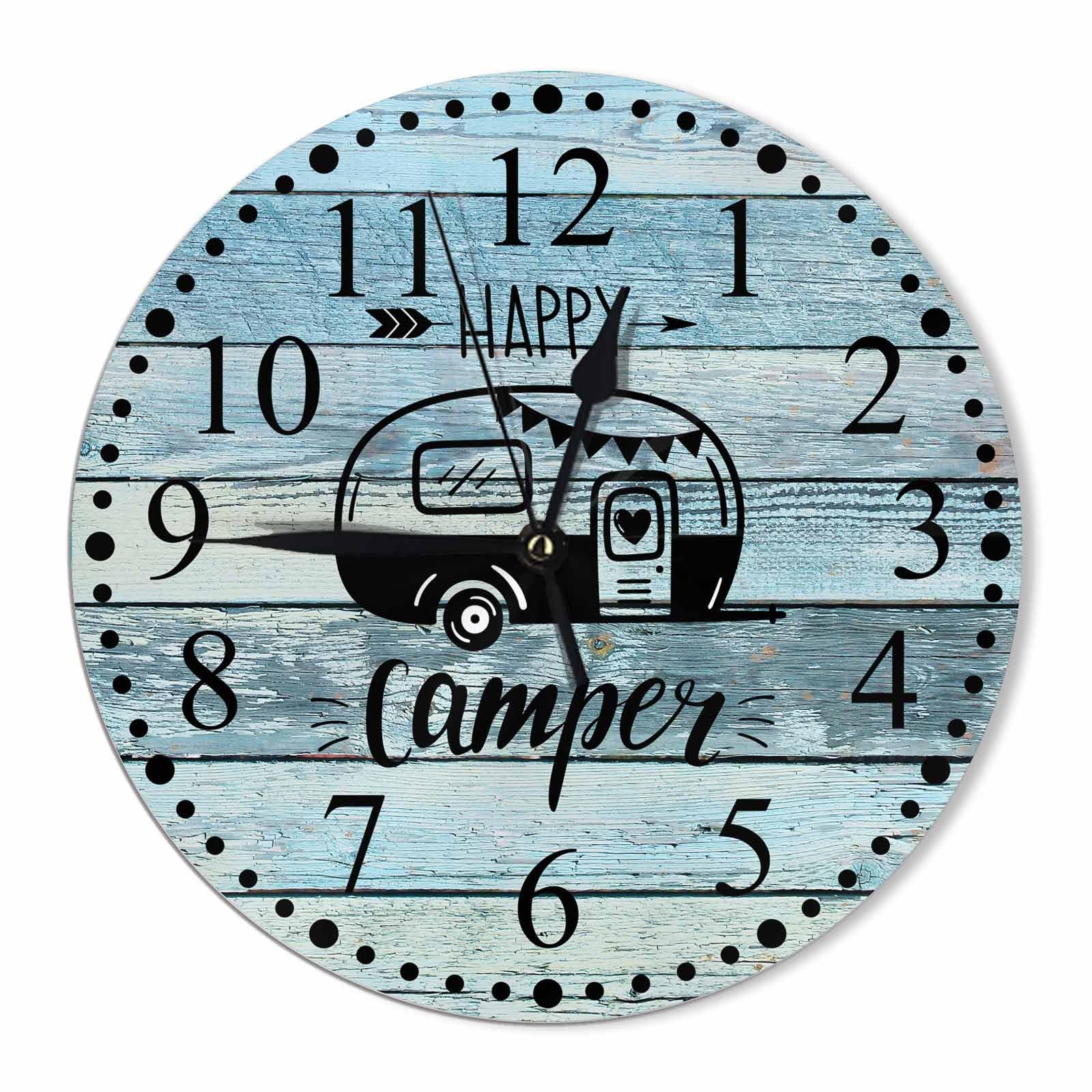 Horloge murale sans tic-tac Happy Camper pour retrouver le sommeil