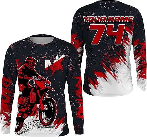 Miniatura 7 de Camiseta de motocross para hombres, mujeres, jóvenes, UPF30+ personalizada Dirt Bike Jersey MX Off-Road PDT