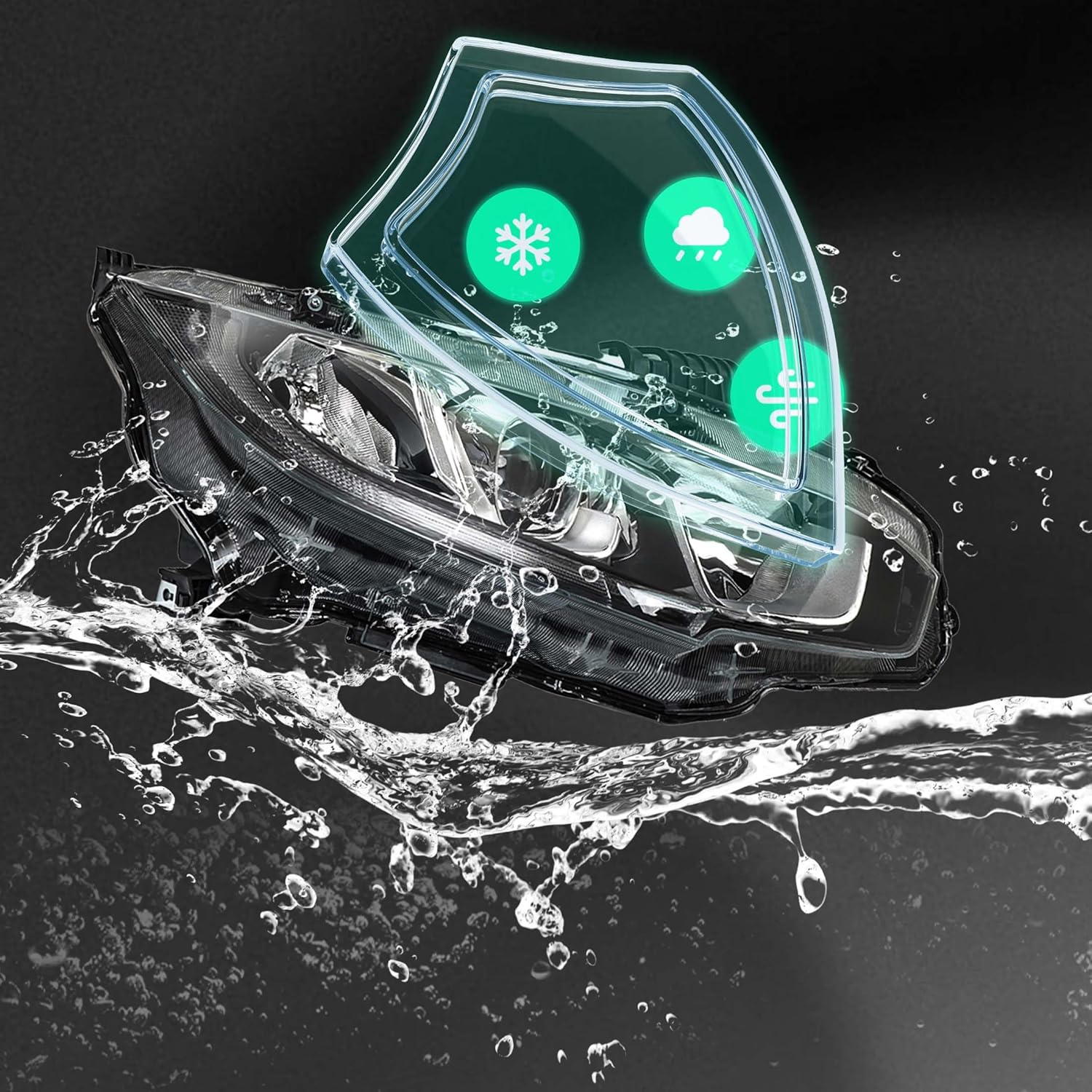 Driver Side and Passenger Side Headlights Assembly Halogen with DRL Replacement for Honda Civic 2016-2020 Housing Black Lamp LH RH 2PCS HO2503173 HO2502173