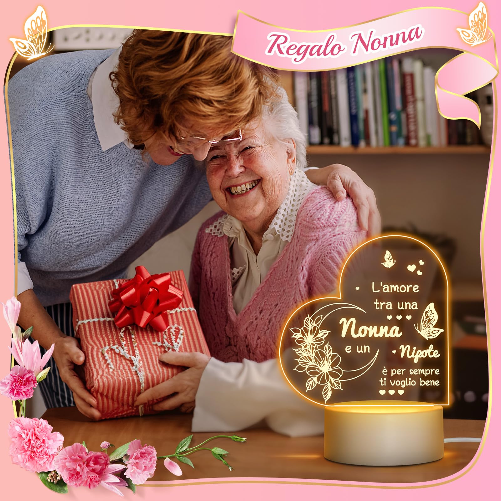 Acryl-Nachtlicht Für Oma – Mit Aufschrift „Love You My Whole Entire Life“ – Sentimentales Geschenk