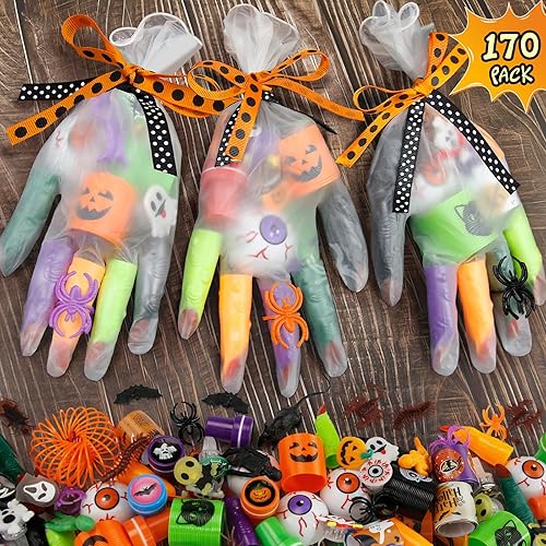 Halloween Party Favors - 24 Pack Gloves Stuffed Toys Bulk, Non-Candy Halloween Treat Bag Fillers, Halloween Gifts for School Classroom Kids Toddlers Boys Girls Prizes Party Supplies