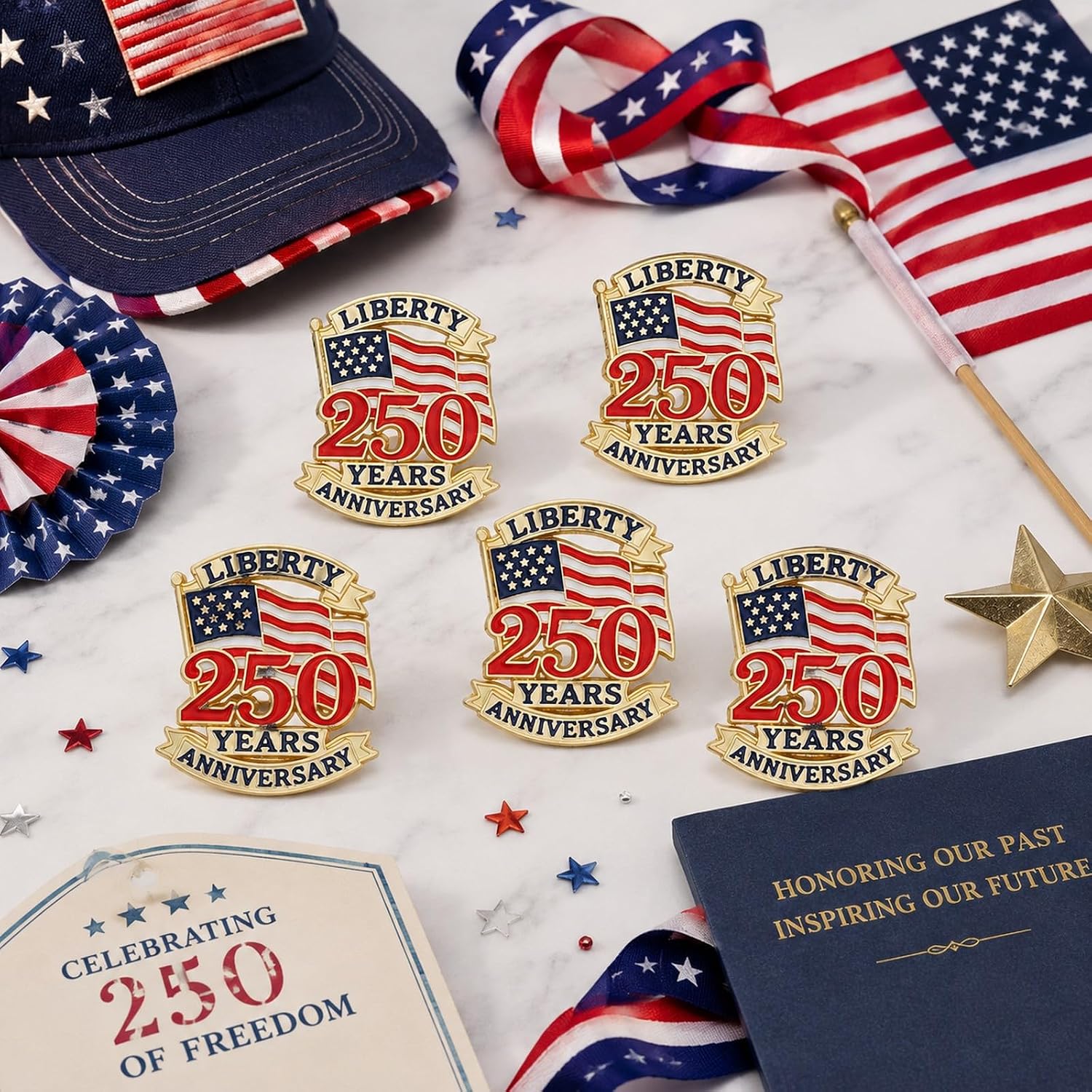 LUOZZY 16 Pcs USA Flag Brooch Pins 250th Anniversary Decor Bag Accessories image 4