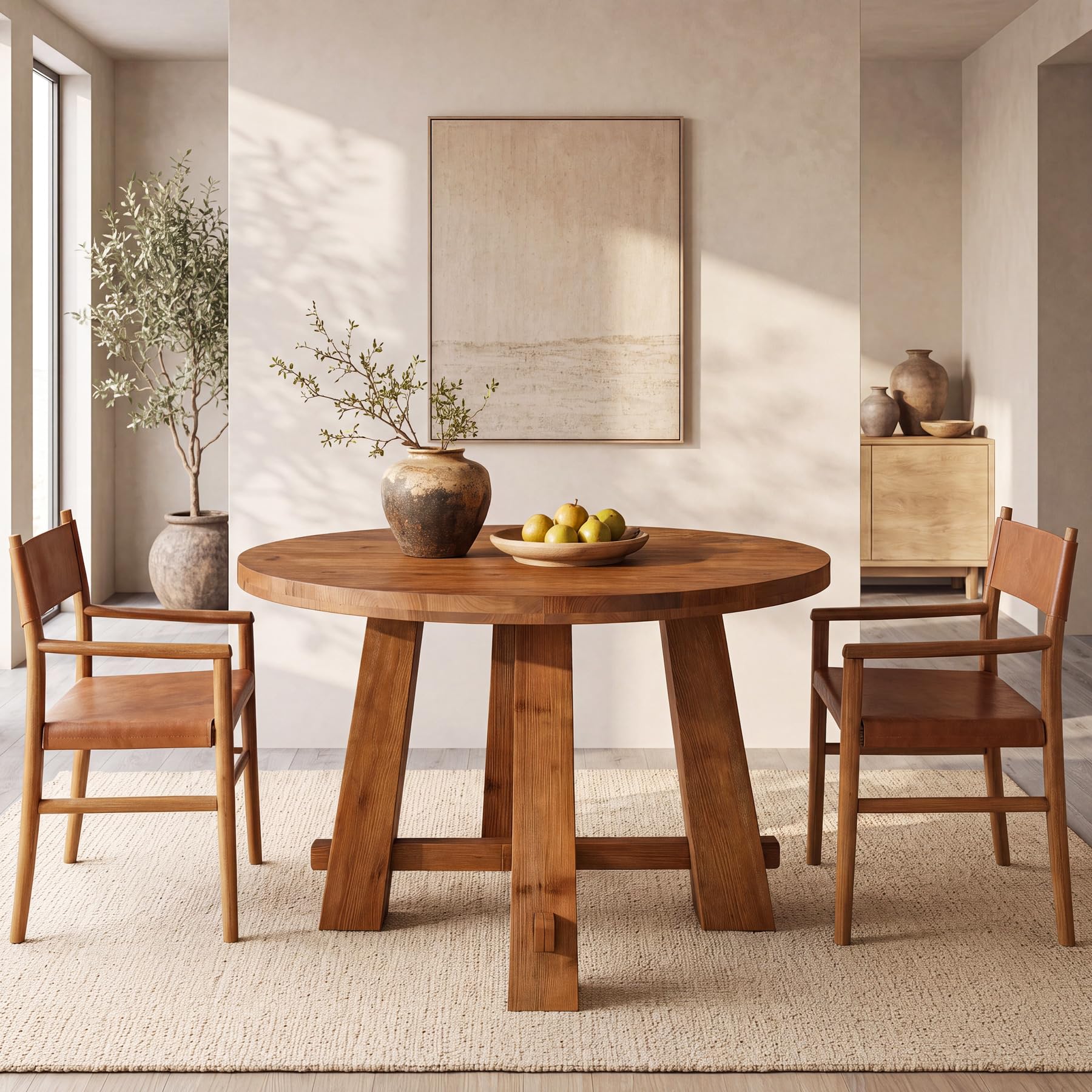 Rund Holz Esstisch, 100 cm, Landhausstil, für 2–4 Personen