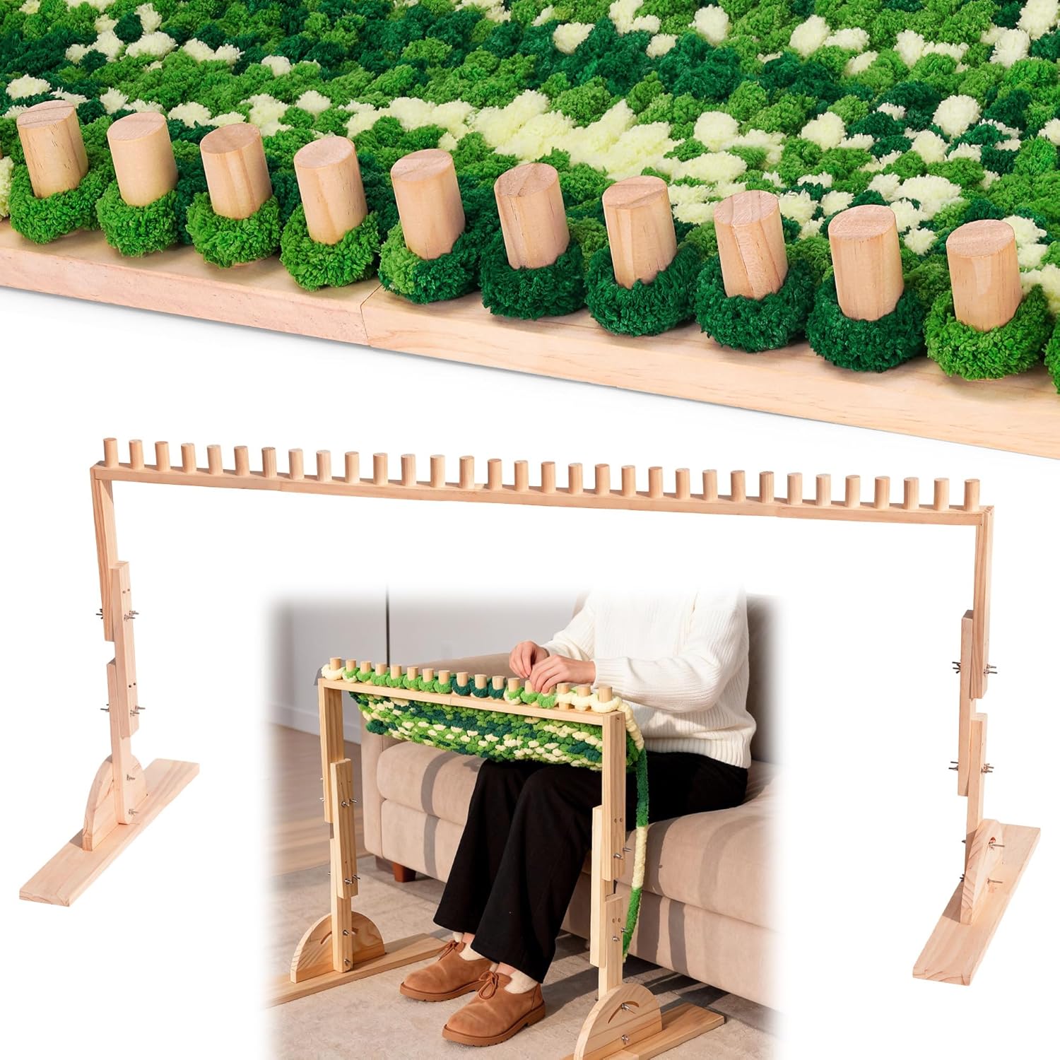 64-Inch Vertical Chunky Knitting Blanket Loom - Customizable Knitting Machine - Foldable & Portable Design Chunky Knit Blanket Loom - Beginner-Chunky Knitting for Beginners and Home Decoration
