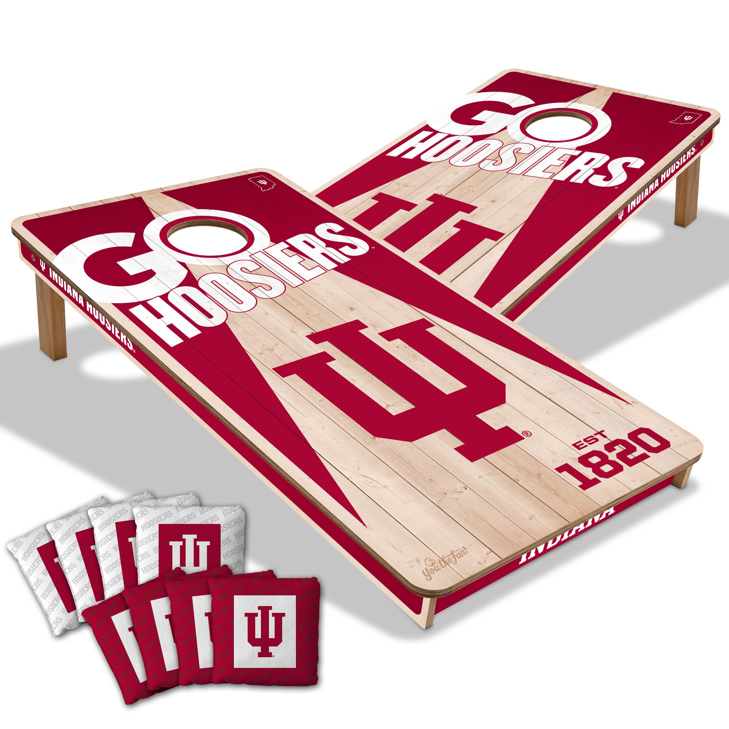 YouTheFan NCAA Indiana Hoosiers 2’ x 4’ Professional Wood Cornhole Game with Logo Bags
