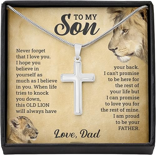 FG Family Gift Mall To My Son From Mom, Son Gifts From Mom and Dad, Mother and Son Necklace, Birthday Gift For My Son Graduation Christmas Faith