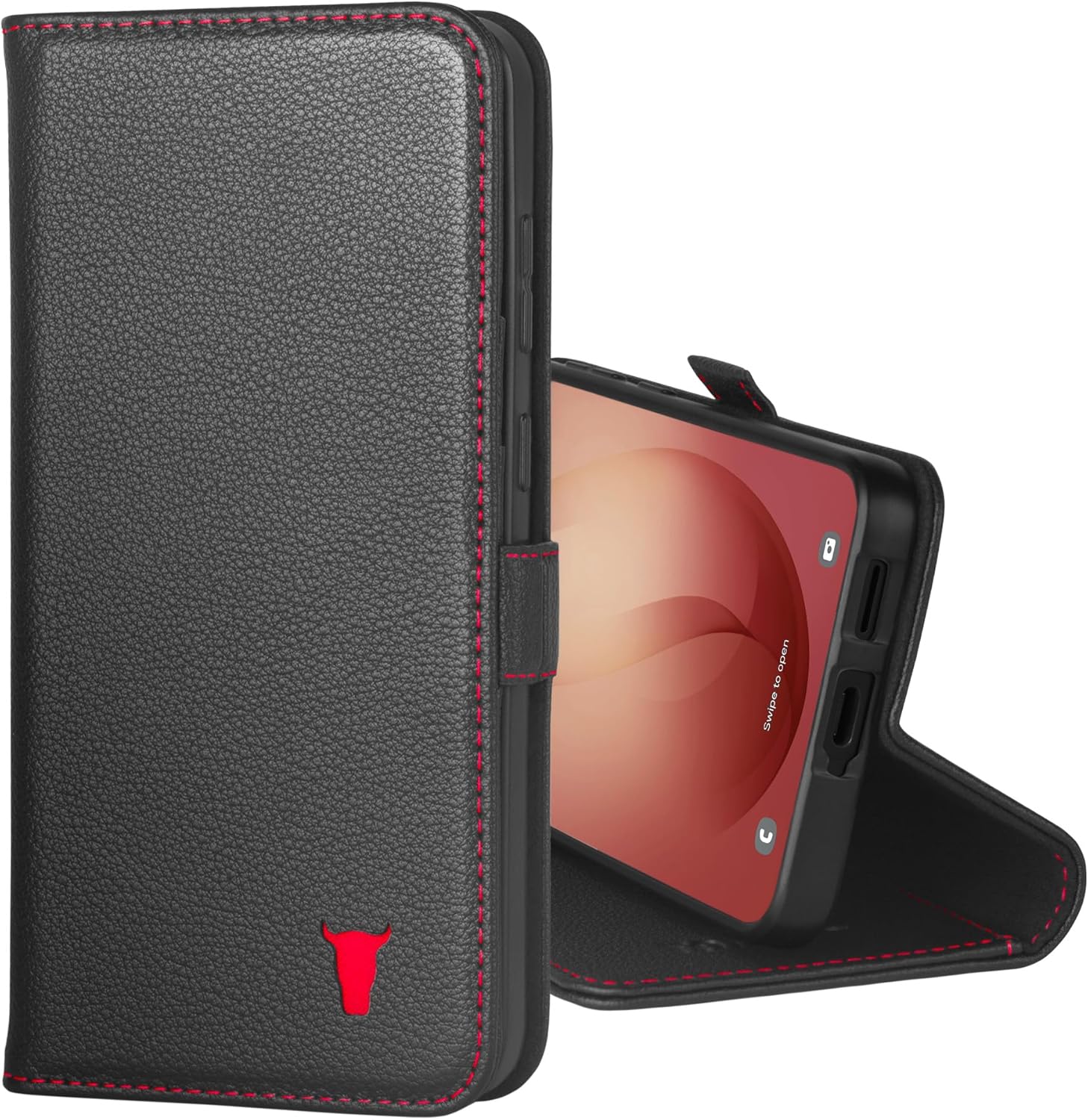 TORRO Leather Case Compatible with Samsung Galaxy S26+ Plus 5G 2026 - Premium Leather Wallet Case with Kickstand and Card Slots (Black)