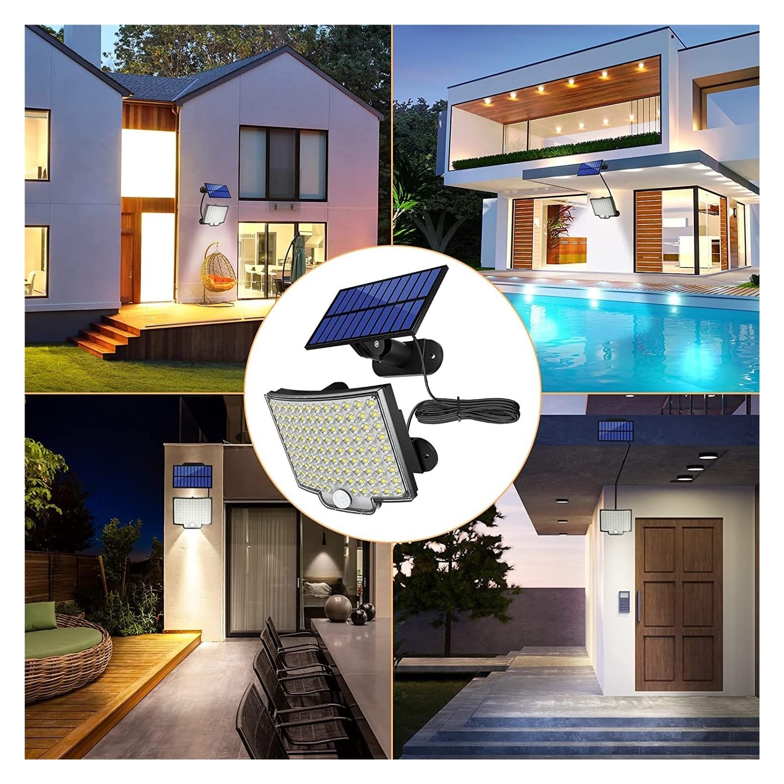Lampe d'extérieur 106 LED avec détecteur de Mouvement Ultra-Lumineux, étanche IP65, 4 Modes de Fonctionnement, pour éclairage de Jardin et de Rue