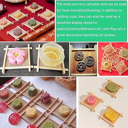 Miniatura 7 de Juego de té Gongfu, 6 posavasos de bambú para tazas de té de vidrio, posavasos de madera para tazas de té de vidrio pequeñas, tazas de té de