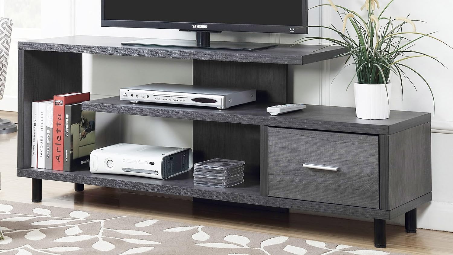 Convenience Concepts Seal II 60" TV Stand, Charcoal Gray