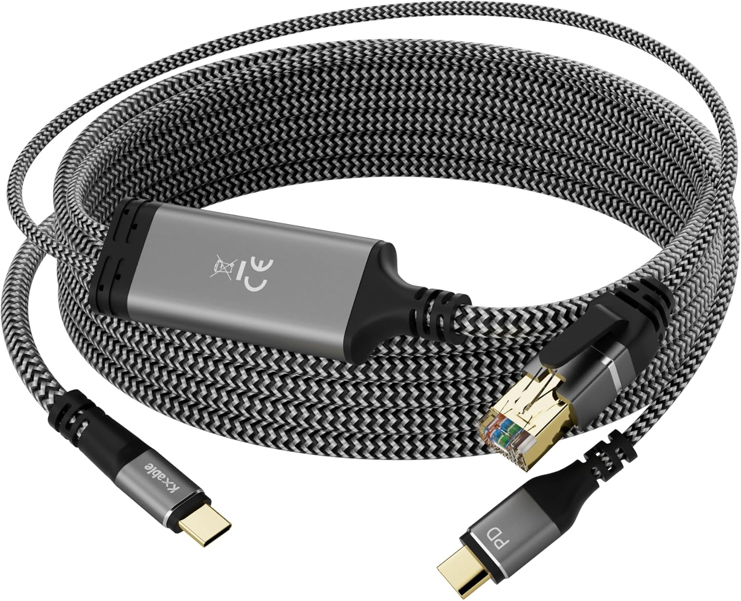 USB C to Ethernet Cable 40FT, Type C to RJ45 Cord, Gigabit Directly Connected, Thunderbolt 3/4 Compatible, for MacBook Pro/Air, iPad Pro, XPS, iPhone 17/16/15 Series, Galaxy S25, Laptop, Tablet, etc