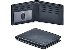 Real Leather Mens Bifold Wallet RFID Blocking Slim Minimalist Front Pocket -...