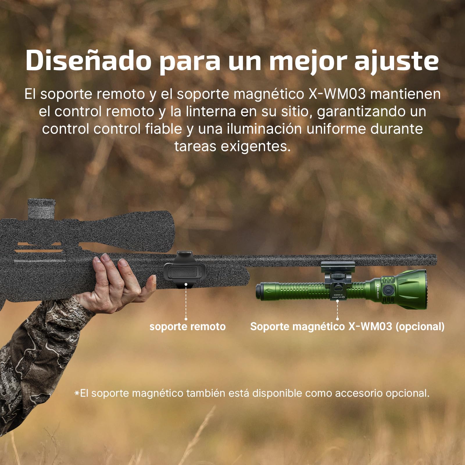 OLIGHT Javelot Turbo 2 Kit Linterna Táctica 1800 Lúmenes Controles Remotos | Alcance de 1500 Metros, 272 Horas Autonomía, Filtro Roja y Verde, IPX8, Ideal para Caza, Actividades al Aire Libre y Búsqueda
