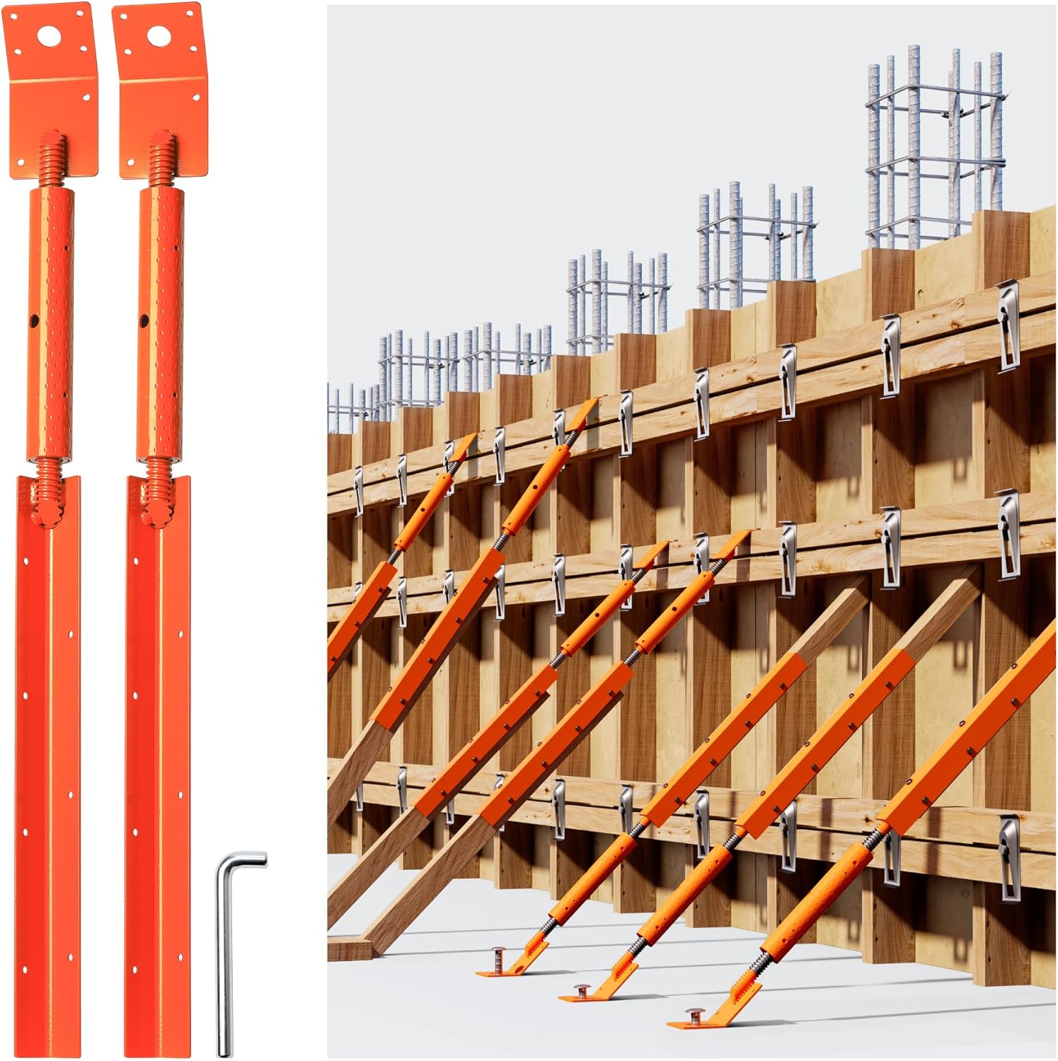 Heavy Duty Wall Turnbuckle Tensioner (Length: 33.2"-40") Adjustable Concrete Wall Brace Stainless Steel Concrete Turnbuckle Form Aligner 2Pack