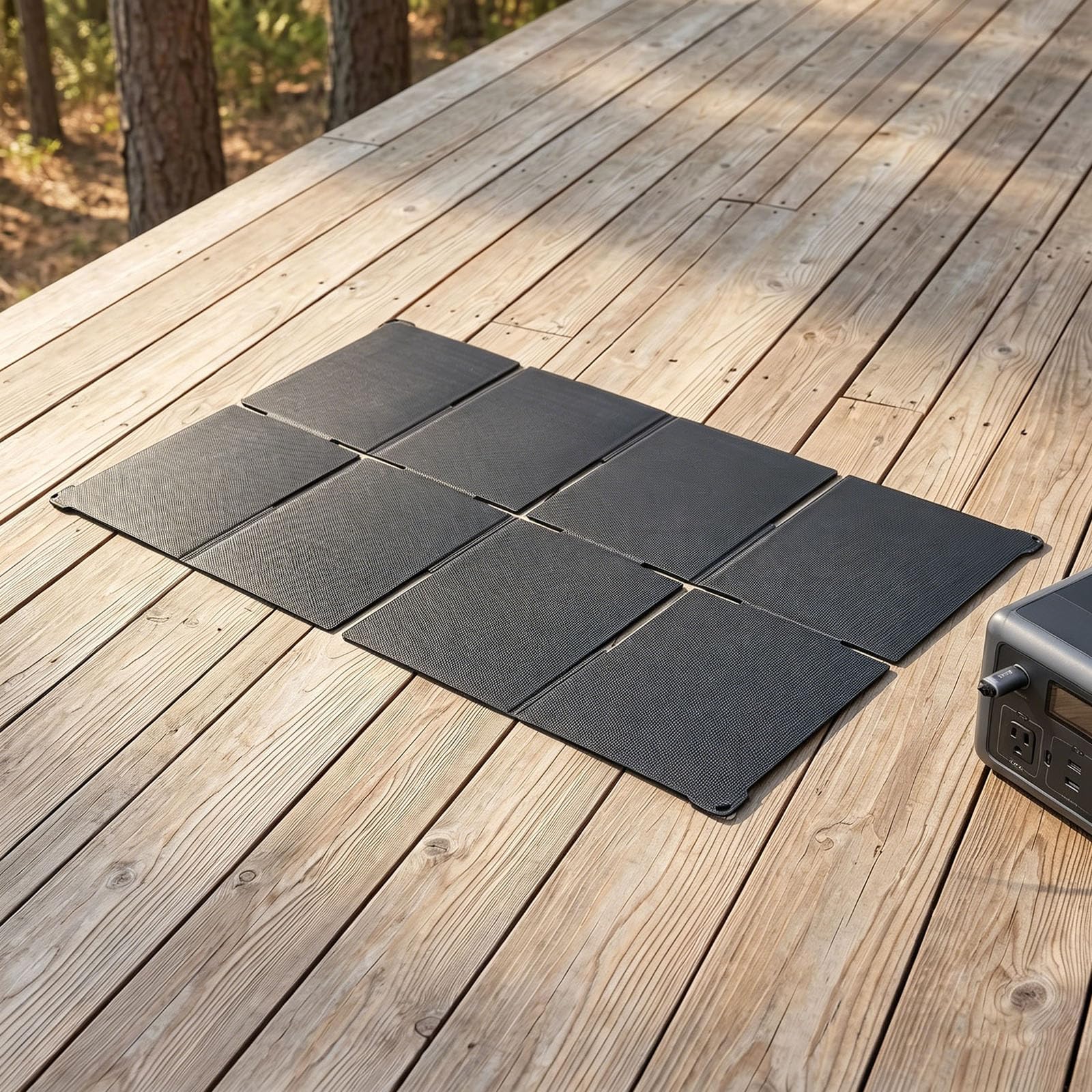 Chargeur solaire pliable léger avec ports USB-A et USB-C, panneau solaire flexible à 8 plis pour station d'alimentation, téléphone, camping, randonnée