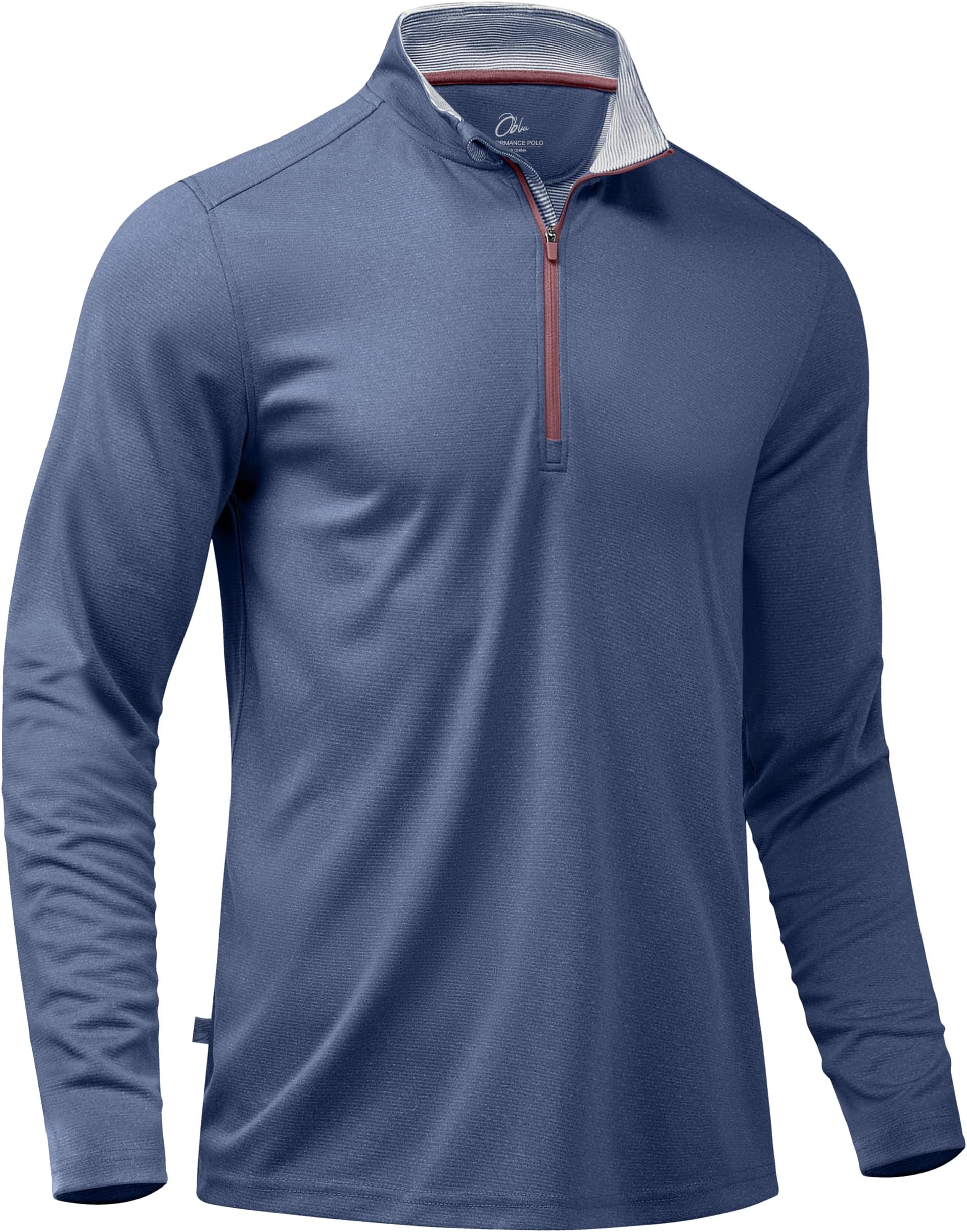 Golf Quarter Zip Pullover for Men Mock Neck Sweatshirt Lightweight Sun Protection Men's Long Sleeve Golf Shirt