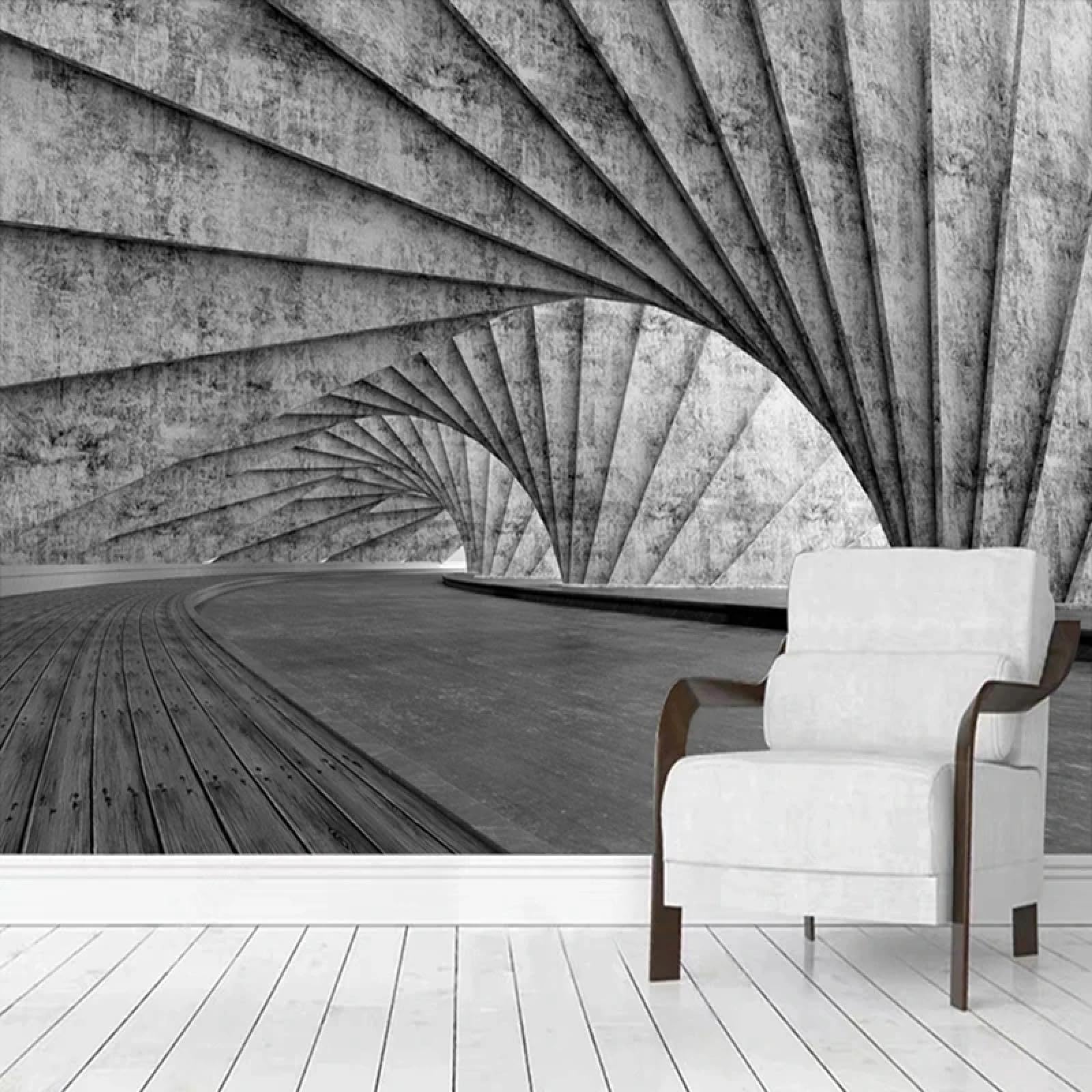 Papier peint mural 3D effet béton expansion de l'espace pour petites pièces