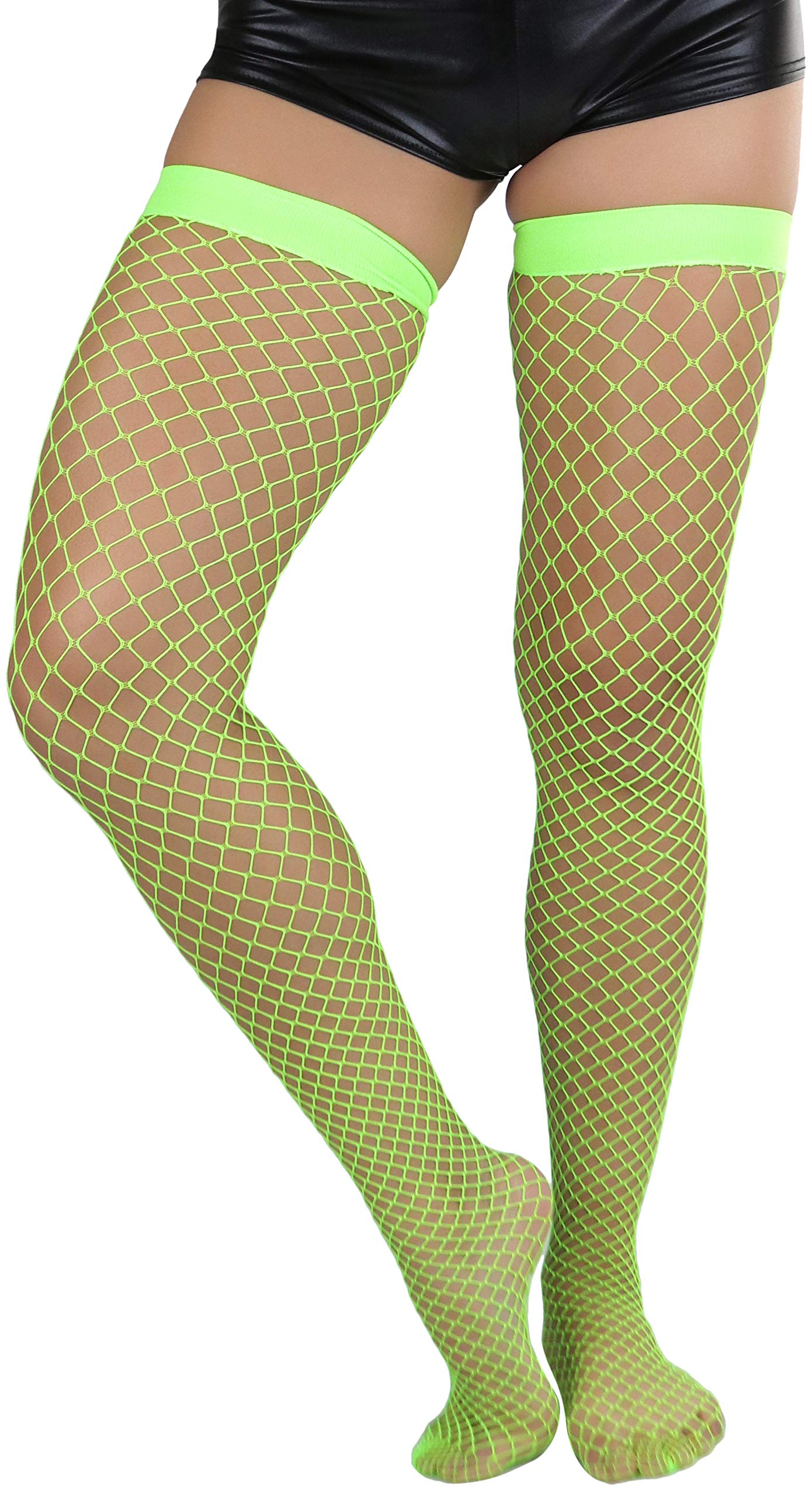 ToBeInStyle Women’s Vibrant Large Net Fishnet Thigh High Elastic Nylon Novelty Stockings